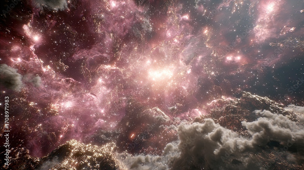 Obraz premium Colorful Nebula Space Scene With Star Clusters