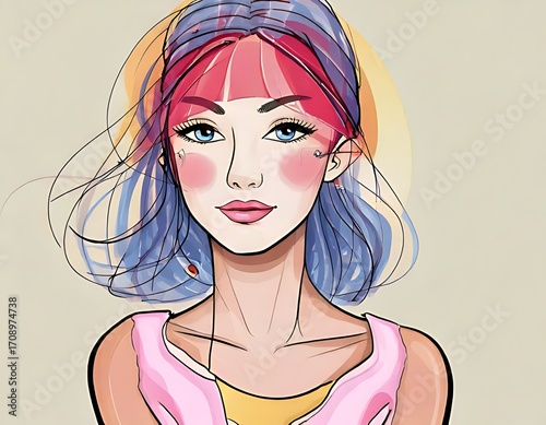 Girl Portrait, Pastel Colors, Digital Art