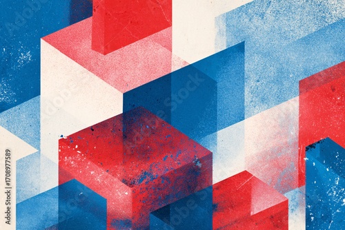 Geometric Blue and Red Overlay