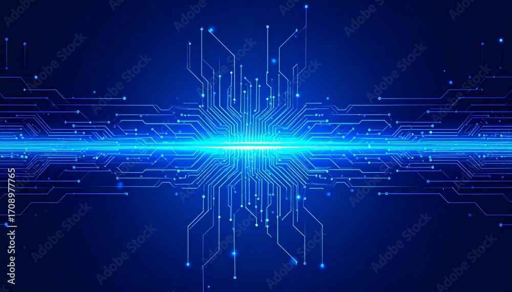 Obraz premium Electric Blue Circuit Board Technology, Innovation, and Digital Connectivity