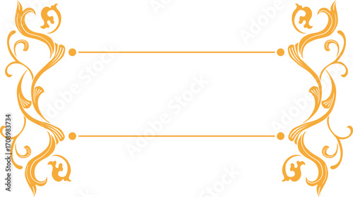 Gold Floral Flourishes Frame, Golden Flower Swirl and Traditional Plant Border Ornament in Baroque or Victorian Style, Isolated Vector Royal Embellishment, Wedding Arrangement