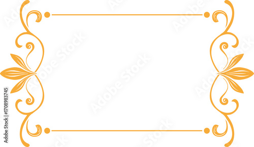 Gold Floral Flourishes Frame, Golden Flower Swirl and Traditional Plant Border Ornament in Baroque or Victorian Style, Isolated Vector Royal Embellishment, Wedding Arrangement