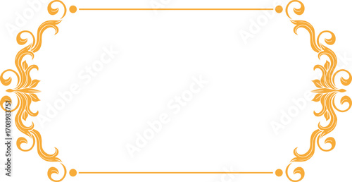 Gold Floral Flourishes Frame, Golden Flower Swirl and Traditional Plant Border Ornament in Baroque or Victorian Style, Isolated Vector Royal Embellishment, Wedding Arrangement