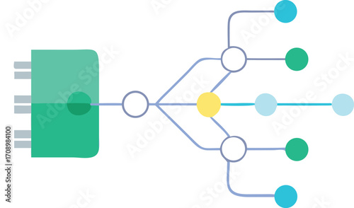Visual representation of a computer linked to two other computers, depicting a network configuration.