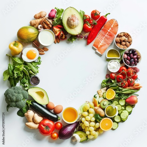 Circle Graphic Healthy Food Nutrition Balanced Diet Infographic Colorful Modern