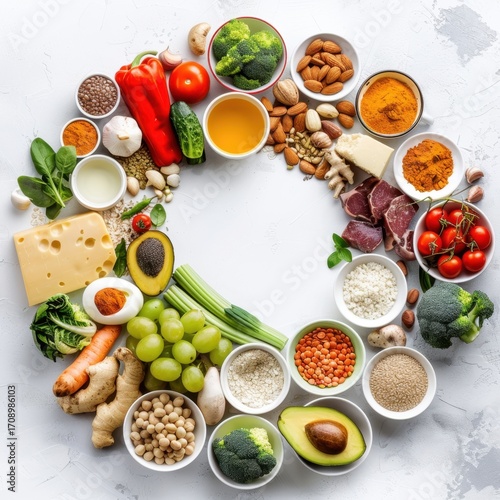 Circle Graphic Healthy Food Nutrition Balanced Diet Infographic Colorful Modern