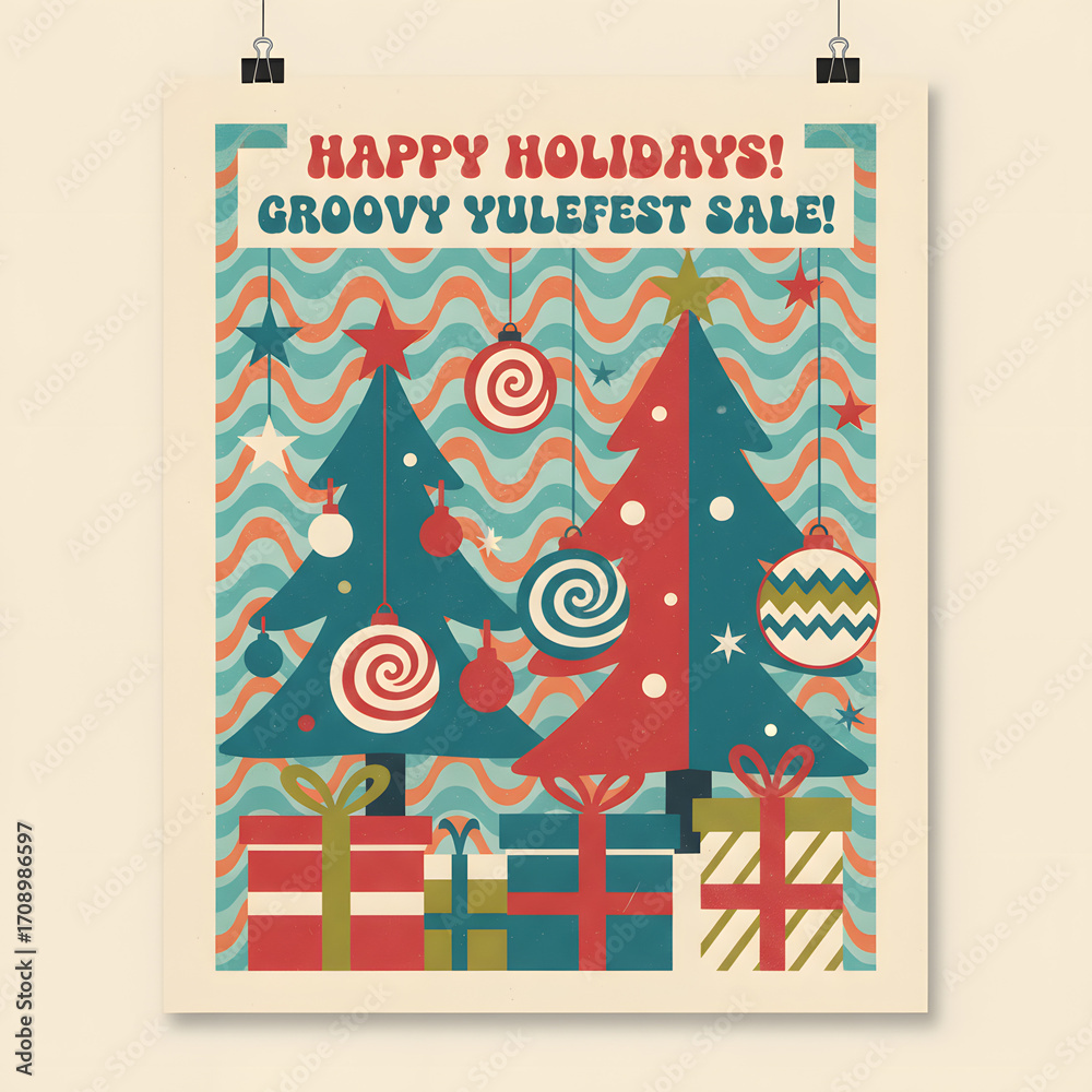 Fototapeta premium Retro Holiday Vibes with Funky Festive Style