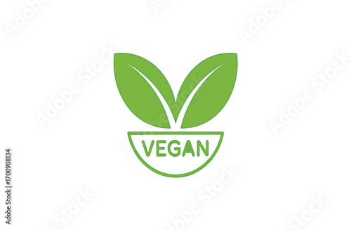 Fresh Green Vegan Label Symbolizing Plant-Based Diet and Healthy Organic Lifestyle Choices for Natural Living