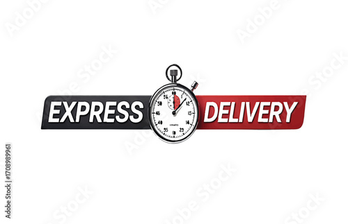 Express Delivery with Stopwatch Icon Fast Shipping and Quick Logistics Services for Businesses