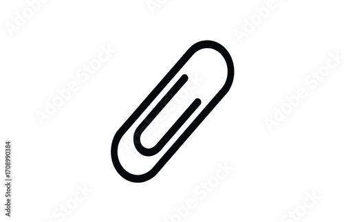 Paperclip Icon Minimalist Black and White Design for Attachment and Organization Concepts, Simple Symbol