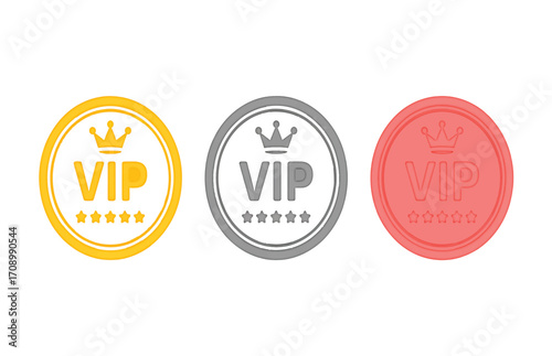 VIP Loyalty Program Icons Gold, Silver & Bronze Tiers for Exclusive Membership Benefits