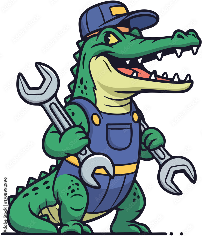 Obraz premium Mechanic Crocodile with Screwdriver
