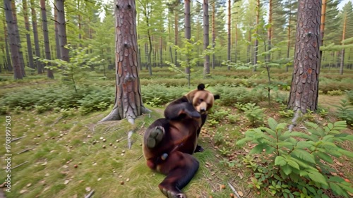 Bear falling heavily onto the ground