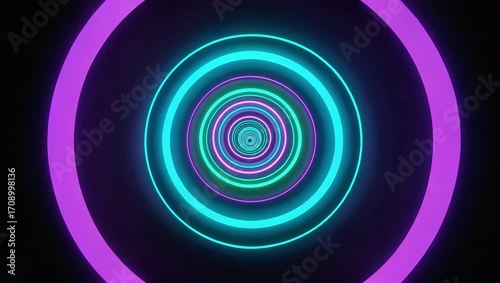 Vibrant Neon Circles Animated Background Psychedelic Tunnel Effect