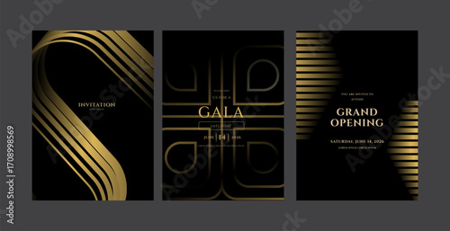 Elegant Gold  Black Invitation Templates  Gala, Grand Opening, Event