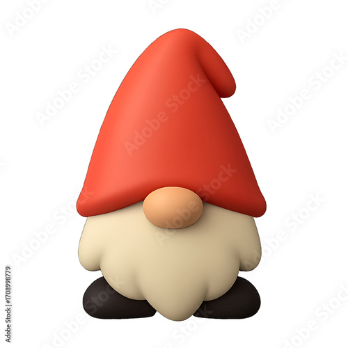 3D plastic icon of hidden Christmas gnome with only part visible isolated on transparent background