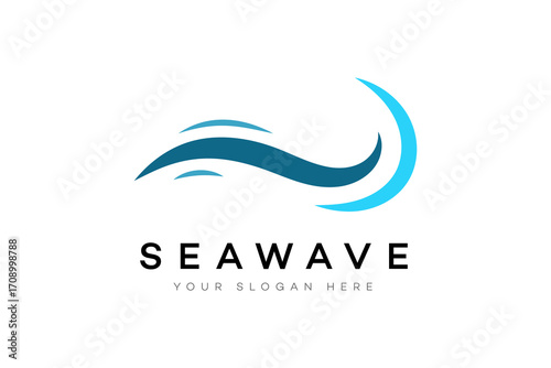 Seawave Logo  Abstract Blue Water Wave Design for Business Branding