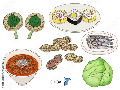 千葉グルメ旅行＿食べ物のイラストセット