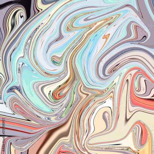 Soft pastel abstract swirl blending gentle tones of aqua, coral, and beige for elegant, modern, and creative background use. Keywords: pastel, abstract, swirl, elegant, modern
