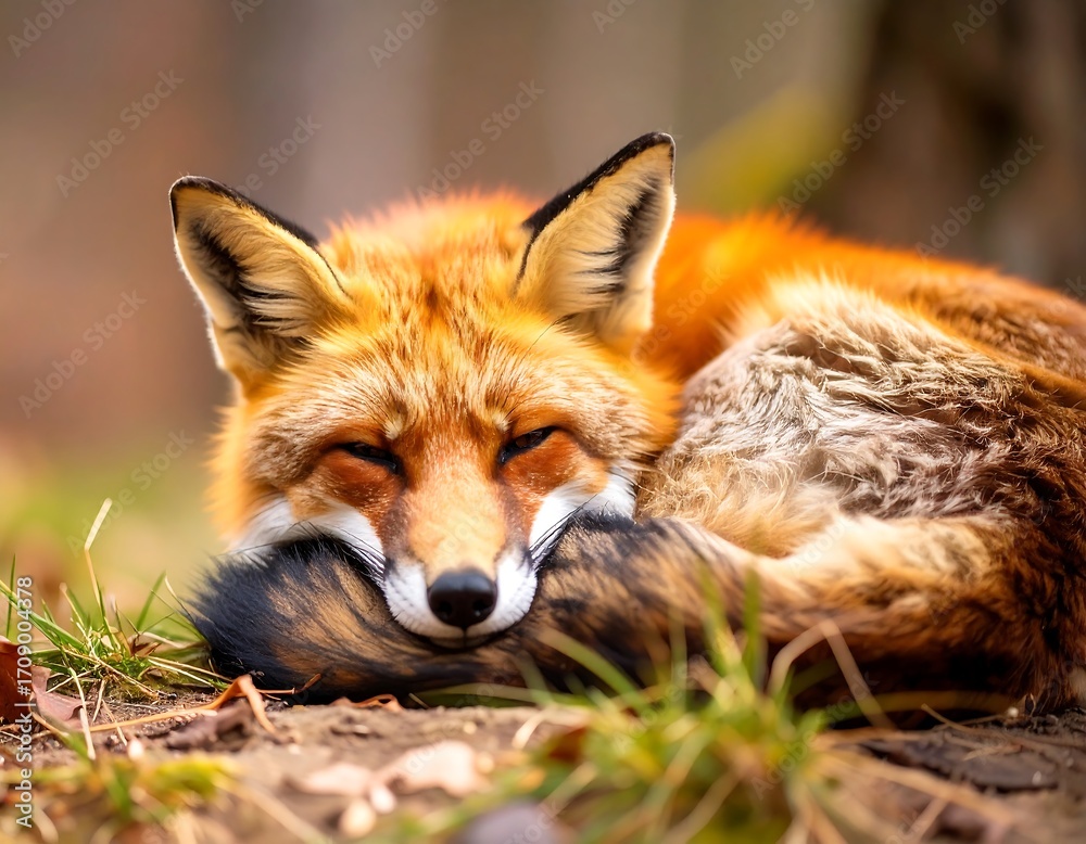 Obraz premium Red Fox resting in forest