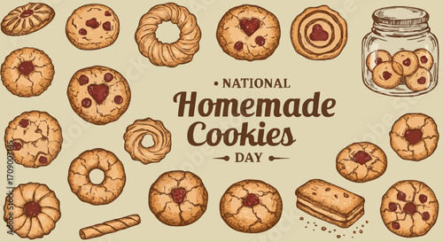 Vector illustration National homemade cookies day