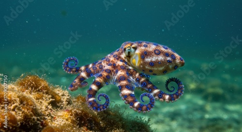 Colorful octopus underwater