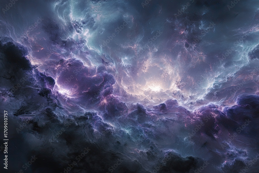 Naklejka premium Colorful Starry Nebula in Deep Space