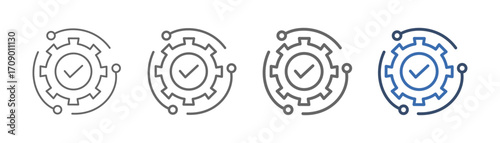 
outline icon set automated with gear design, three arrows and check mark