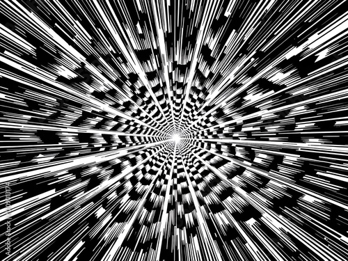 Abstract Black and White Radial Burst