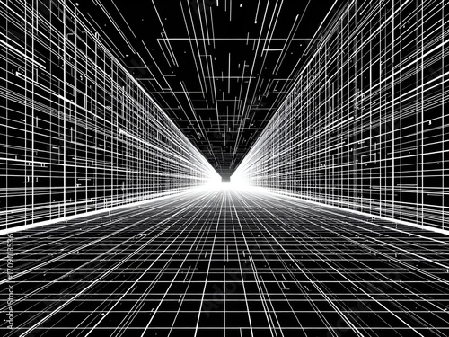 Tunnel of Lines Abstract Geometric Perspective