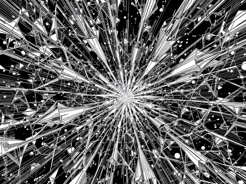 Abstract explosion of lines and shapes, futuristic artwork