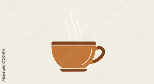flat vector illustrations Steaming cup of coffee or tea, perfect for a cozy morning