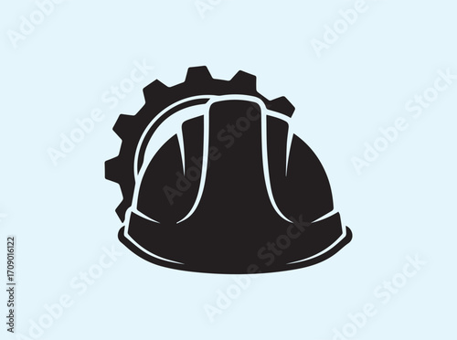Engineering Concept Silhouette of Helmet Integrated with Gear
