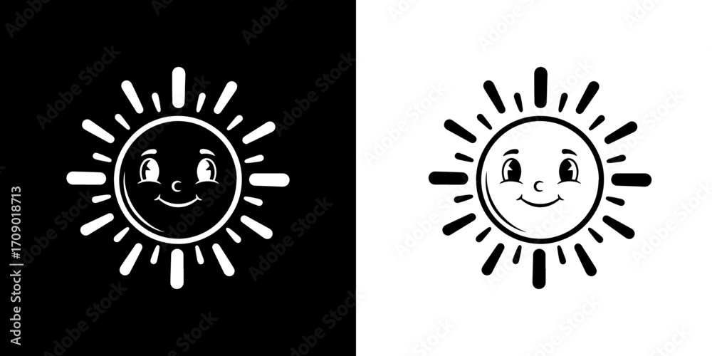 Fototapeta premium Charming cartoon sun character radiates happiness and warmth for kids' designs