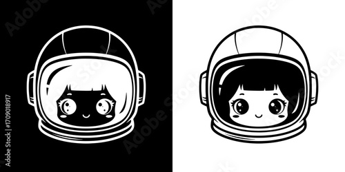 Adorable astronaut child's helmet character, cute and whimsical for space exploration themes