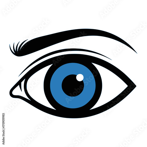 Eye of Perception: A detailed artistic illustration of a vibrant blue eye, with meticulous attention to detail, symbolizing vision, insight, and the window to the soul.
