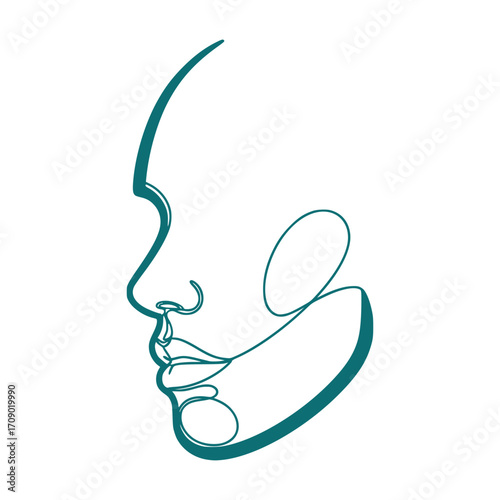 Subtle Beauty: An artistic line drawing showcasing a refined profile, capturing the essence of grace and delicate features.
