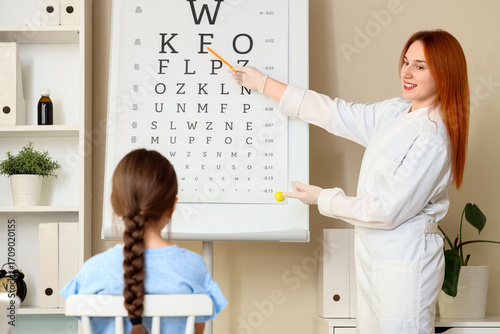 Female ophthalmologist chec...