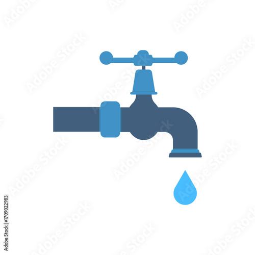 Stop Leak Water Conservation Symbol Simplest Professional Illustration on White Background