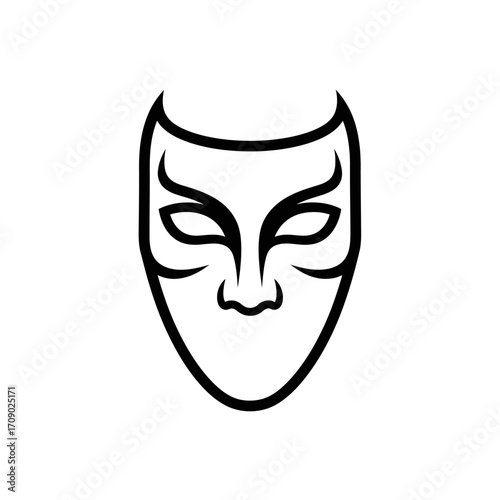 Stylized Black Line Art Carnival Mask
