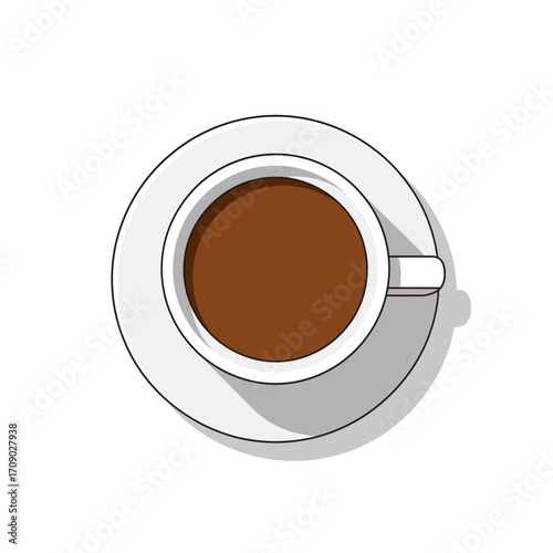 Overhead View of Coffee Cup and Saucer