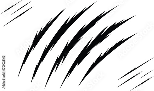 Black Claw Marks on White Background