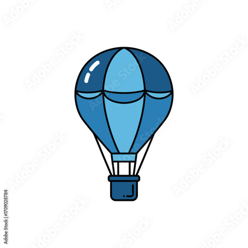 Blue and Dark Blue Hot Air Balloon Illustration