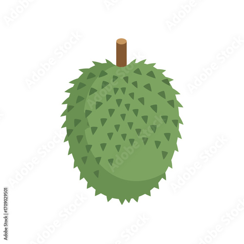 Cartoon Soursop Fruit with Spiky Green Exterior