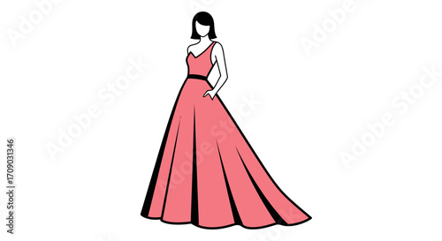 Elegant Coral-Colored Formal Gown Silhouette