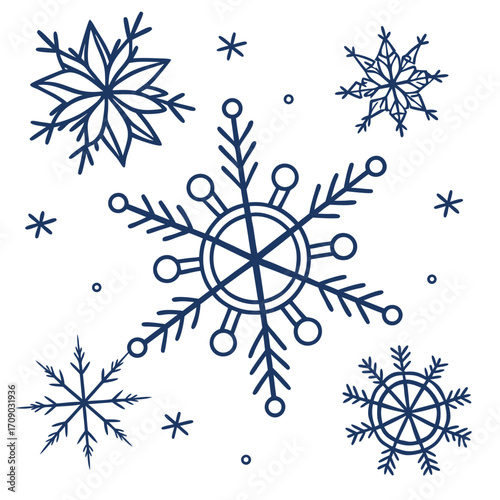 set of vector snowflakes
