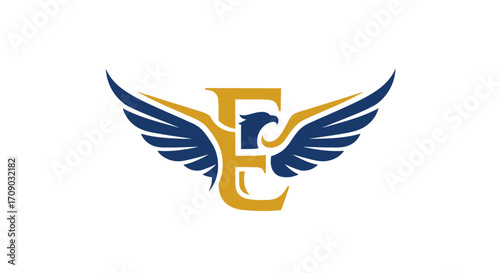 Eagle Wings Encircling the Letter E Logo