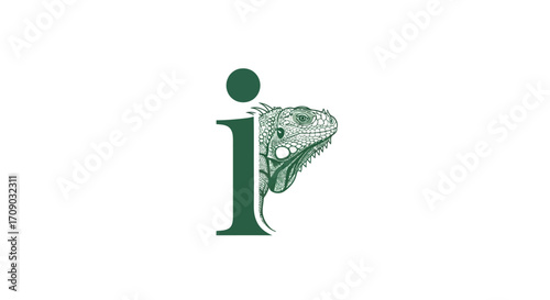 Lizard Head Design in Capital Letter I
