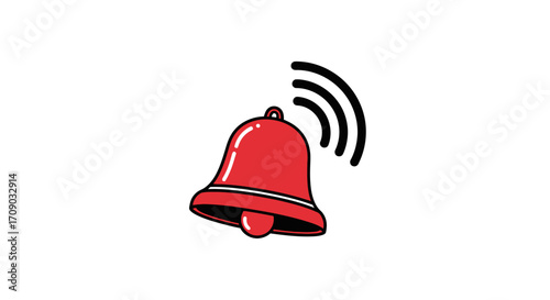 Red Bell Ringing with Sound Waves Illustration