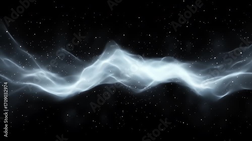 Abstract swirling light and particles against a black background